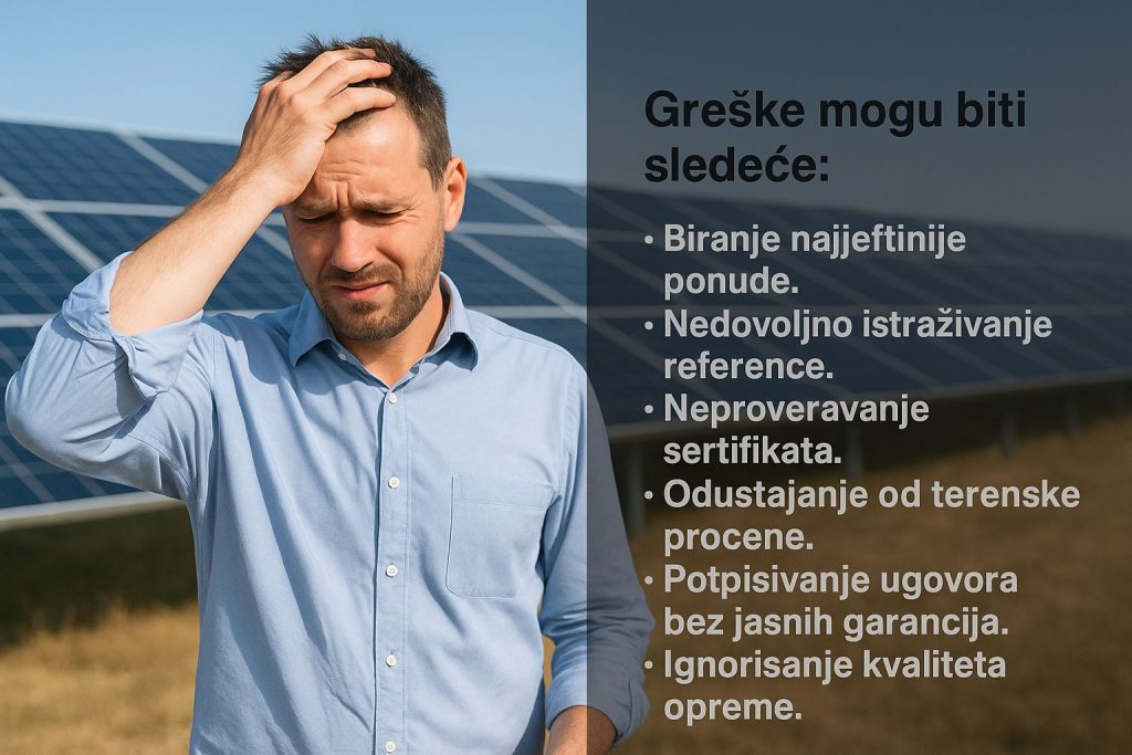 Slika korisnika koji je napravio grešku pri izboru instalatera za solarne panele