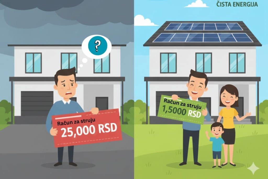 Račun za struju pre i posle solarnih panela
