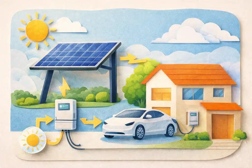 Kako funkcionišu solarne nadstrešnice kroz proces pretvaranja sunčeve energije u električnu energiju za dom i vozilo