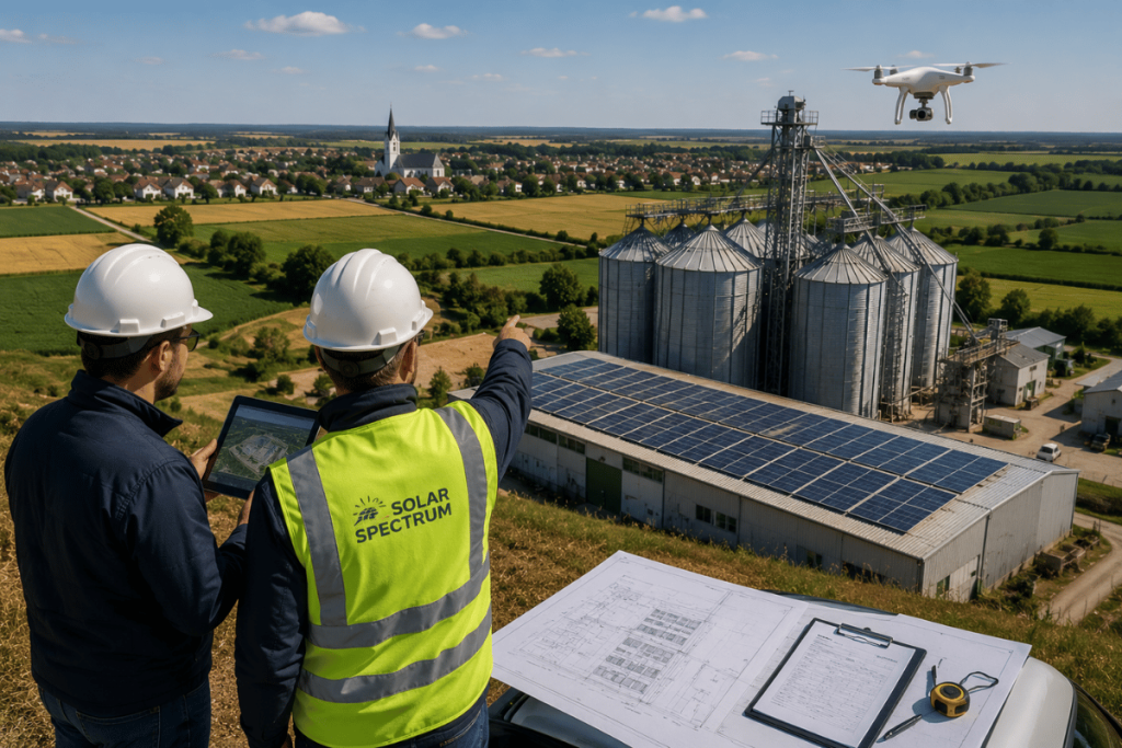Inženjeri planiraju izgradnju solarne elektrane za poljoprivredni kompleks sa silosima koristeći dronove i digitalne alate za projektovanje