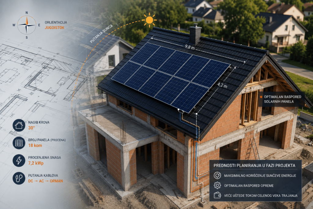 Solarni paneli za kuće u Veterniku planirani prema orijentaciji i nagibu krova
