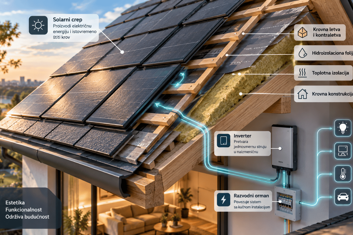 Krov od solarnog crepa i njegova konstrukcija